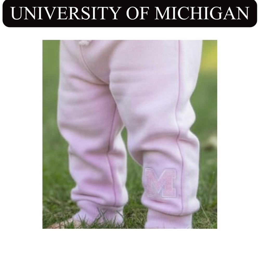 UNIVERSITY OF MICHIGAN (UofM) Pink Infant Sweatpants, Authentic. NWT